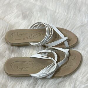 b.o.c. White Tan Sandals Casual Slip-On